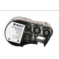 Cinta de etiquetas de vinilo con adhesivo permanente para todo tipo de clima con cinta de impresión para las impresoras BMP41 y BMP51 - 0.5", Negro sobre blanco