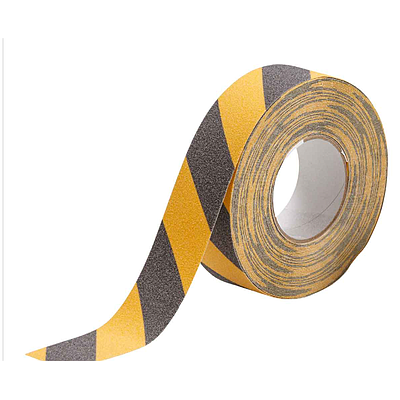 Cinta antideslizante de franjas 2" Negro/amarillo. Marca Brady.