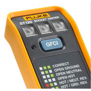 Socket tester with LEDs, GFCI test button; AMER Version